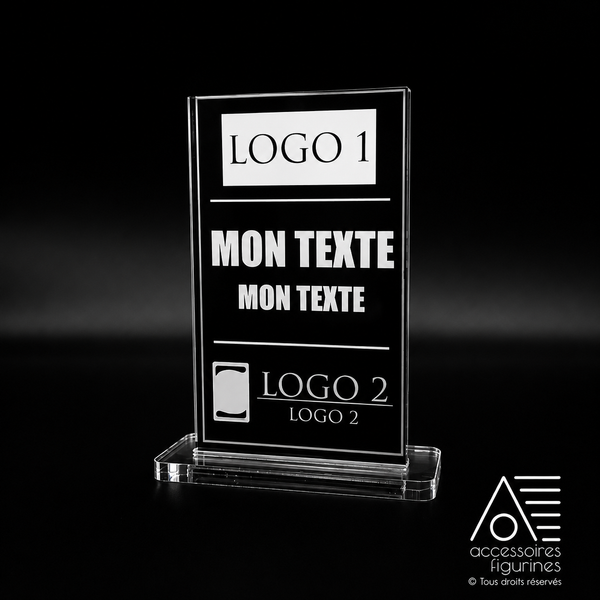 Plaque acrylique noire, gravure blanche 7x5 et 10x6 cm