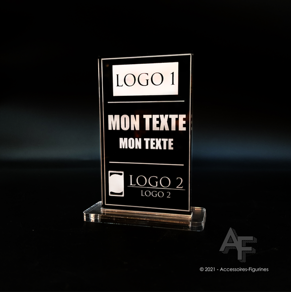 Plaque acrylique noire, gravure blanche 7x5 et 10x6 cm